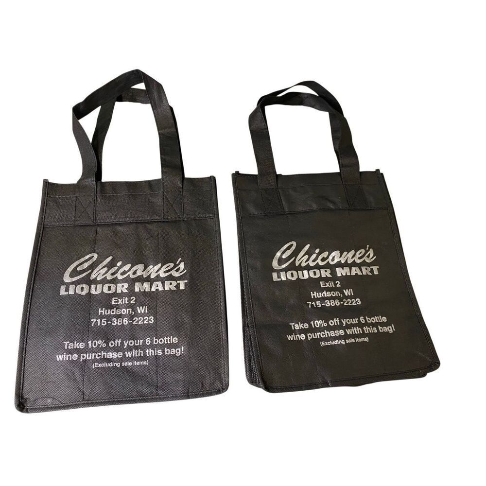 Reusable 6 Bottle Beverage Tote Bags Black Carrier Storage Set of 2 Beach